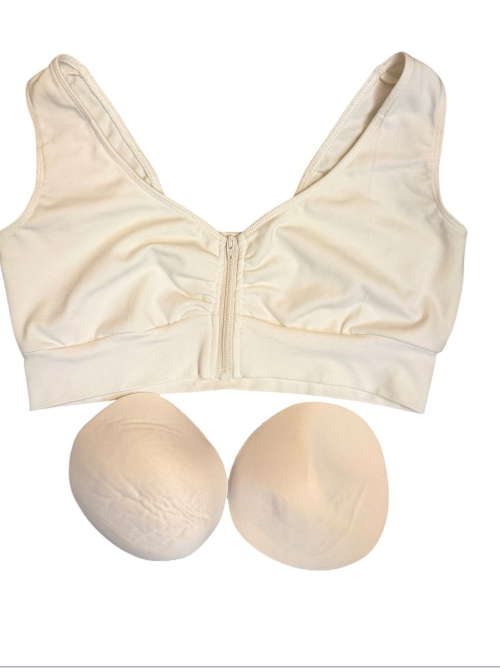 NEW! BLUE CANOE White Surgical Zip Closure SZ SM Breast Augmentation Sports Bra
